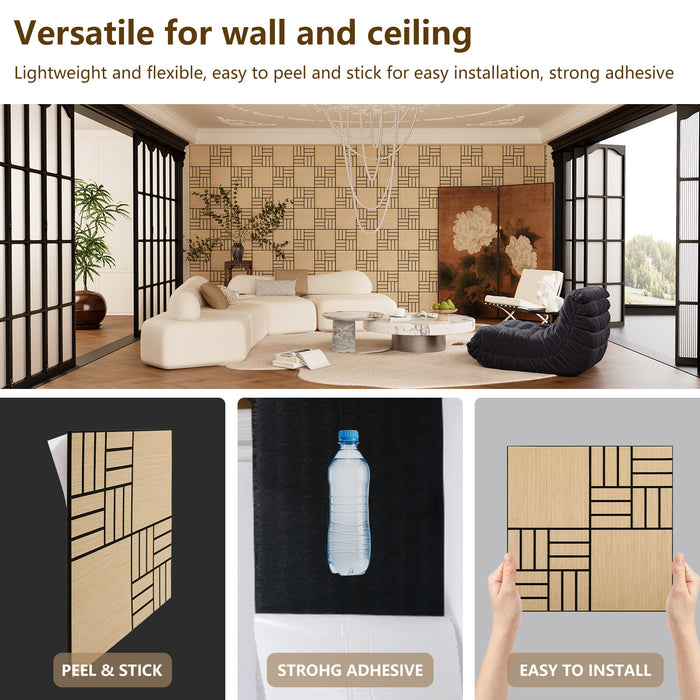 Lightweight Flexible Oak Veneer Acoustic Basketweave Grid Wall Panels Unisoar