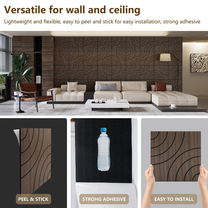 Lightweight Flexible Smoked Wood Veneer Acoustic Circular Wave Wall Panels Unisoar