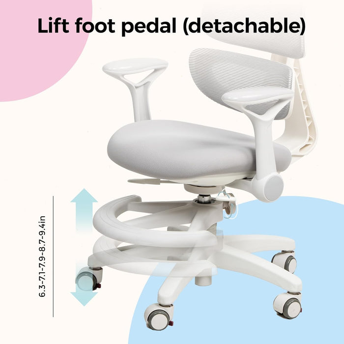 Ergonomic Kids Study Chair, Adjustable Height Swivel Mesh Chair (3-15Y)