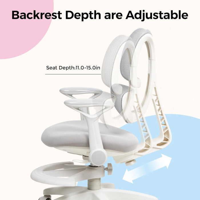 Ergonomic Kids Study Chair, Adjustable Height Swivel Mesh Chair (3-15Y)