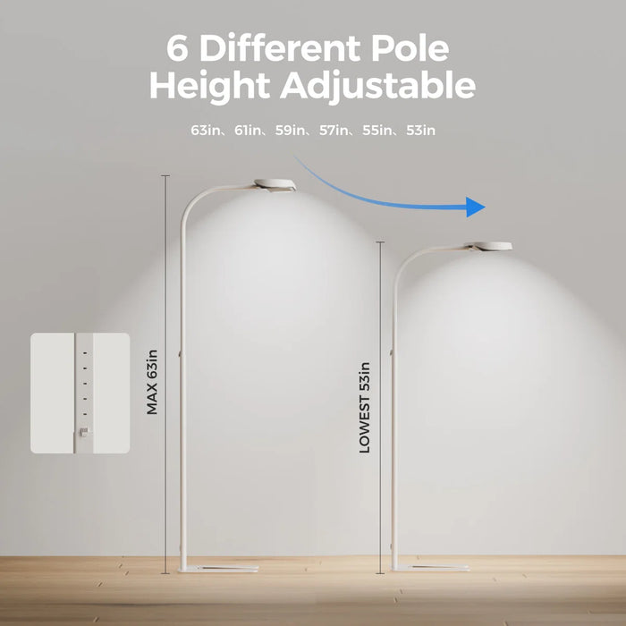 63.0'' 6-Level Height-Adjustable LED Directional Task Floor Lamp