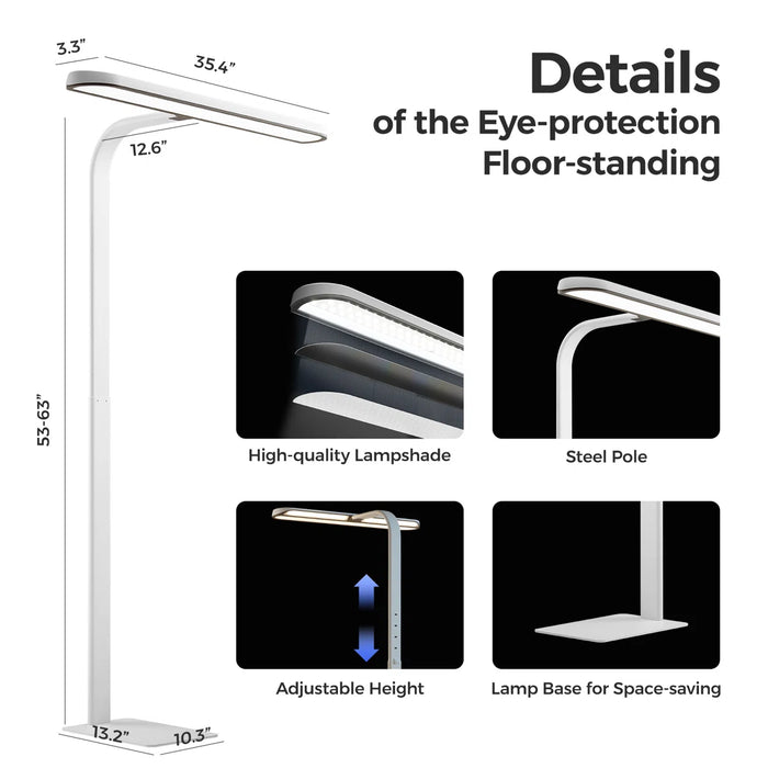 63.0'' 6-Level Height-Adjustable LED Directional Task Floor Lamp