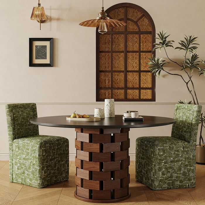 Modern Upholstered Dining Chair with Casters
