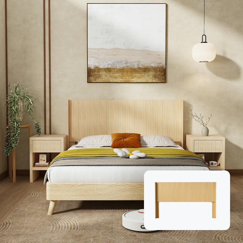 Fluted Wood Headboard  Wall Mounted - Natural Oak