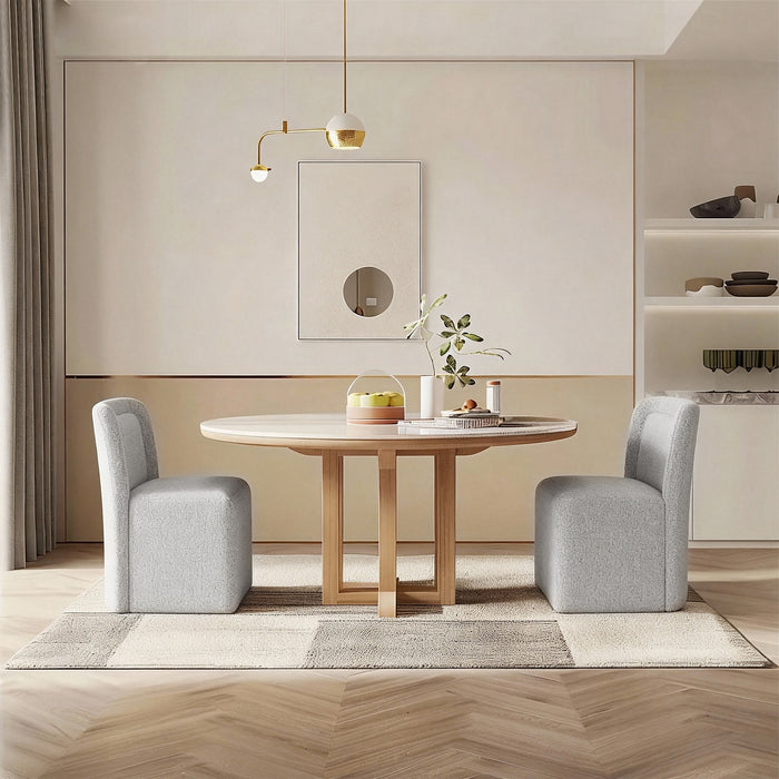 Modern Upholstered Dining Chair with Casters