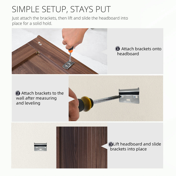 Fluted Wood Headboard Queen/King Size - Wall Mounted Boho Wingback