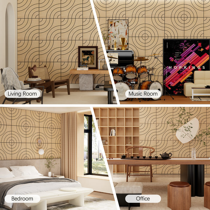 Lightweight Flexible Oak Veneer Acoustic Circular Wave Wall Panels Unisoar