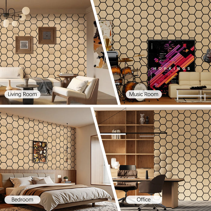 Lightweight Flexible Oak Veneer Acoustic Hexagon Honeycomb Wall Panels Unisoar