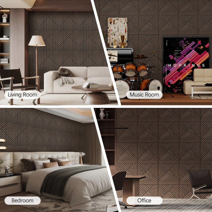 Lightweight Flexible Smoked wood Veneer Acoustic Diagonal Chevron Wall Panels Unisoar