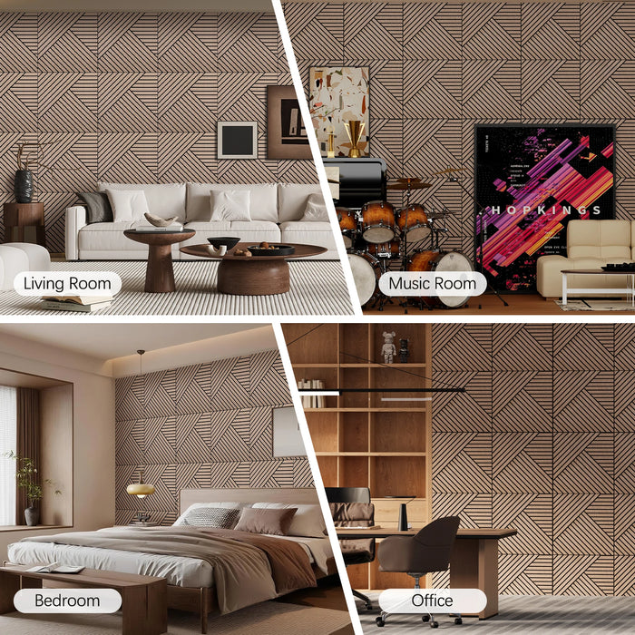 Lightweight Flexible Walnut Veneer Acoustic Diagonal Chevron Wall Panels Unisoar