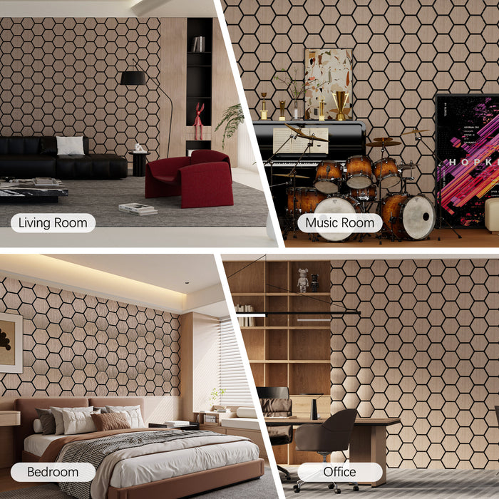 Lightweight Flexible Walnut Veneer Acoustic Hexagon Honeycomb Wall Panels Unisoar