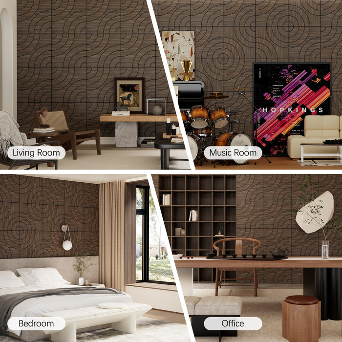 Lightweight Flexible Smoked Wood Veneer Acoustic Circular Wave Wall Panels Unisoar