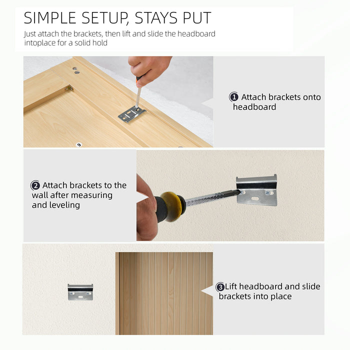 Fluted Wood Headboard  Wall Mounted - Natural Oak