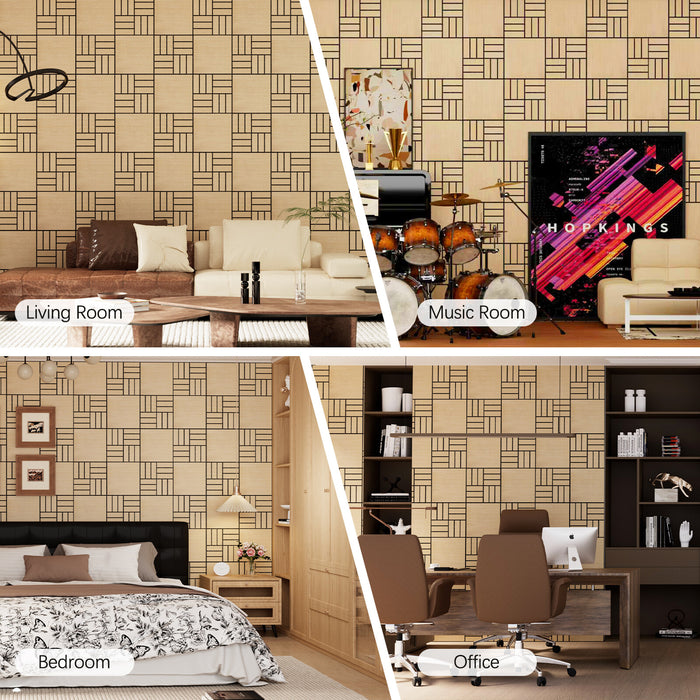 Lightweight Flexible Oak Veneer Acoustic Basketweave Grid Wall Panels Unisoar