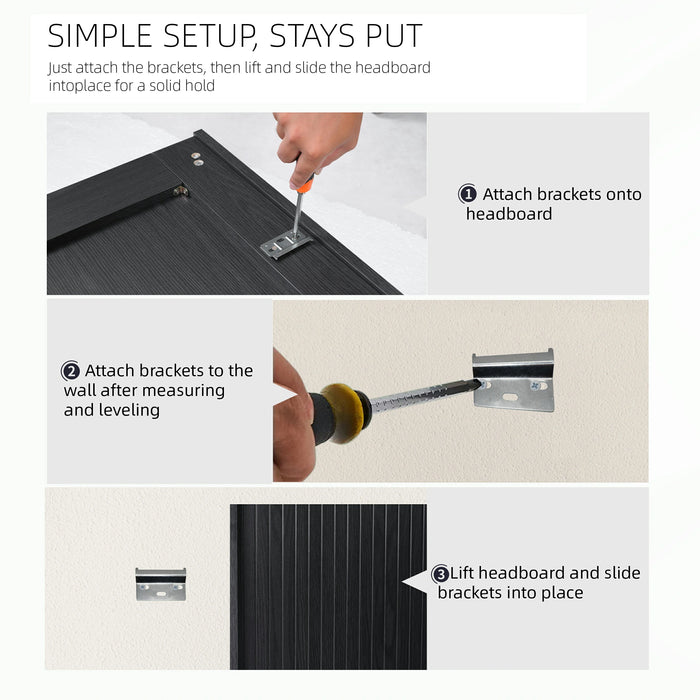 Fluted Wood Headboard Queen/King Size - Wall Mounted Boho Wingback