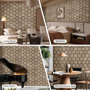 Wooden hexagon wall decor for living room, bedroom, office, and piano room interior design