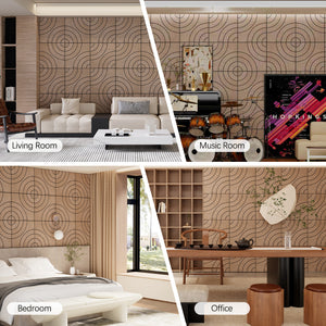 Lightweight Flexible Walnut Veneer Acoustic Circular Wave Wall Panels Unisoar