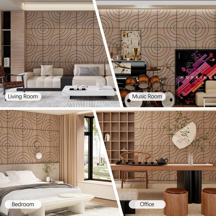 Lightweight Flexible Walnut Veneer Acoustic Circular Wave Wall Panels Unisoar