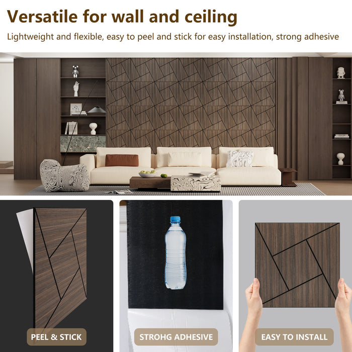 Lightweight Flexible Smoked Wood Veneer Acoustic Pinwheel Wall Panels Unisoar