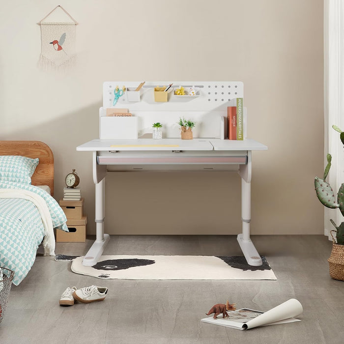 41" Adjustable Height Kids Desk, Solid Wood/Steel Tilt Student Table