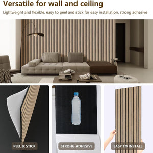 Room interior with a sofa and decorative wall panel, showcasing product features.