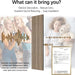 Acoustic wood panel with text highlighting its features and benefits