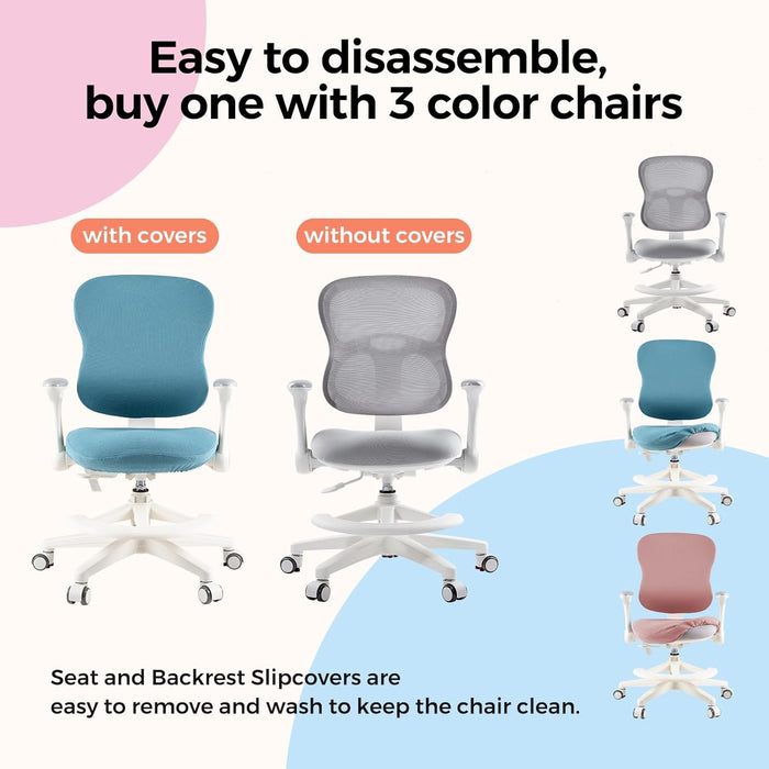 Ergonomic Kids Study Chair, Height/Depth Adjustable Mesh Chair (4-12Y)