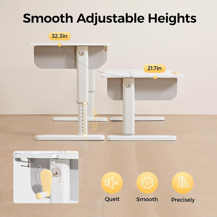 41" Adjustable Height Kids Desk, Solid Wood/Steel Tilt Student Table