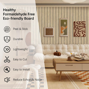 Living room with a healthy formaldehyde-free eco-friendly board feature overlay