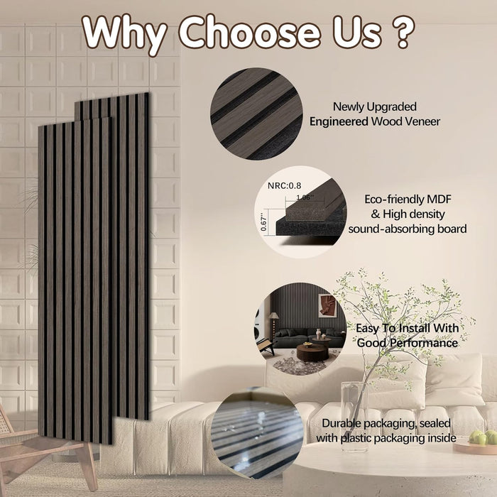 Premium Smoked wood Acoustic Slat Wall Panels by Unisoar