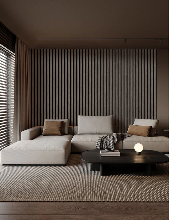 Lightweight Flexible Smoked Wood Veneer Acoustic Slat Wall Panels Unisoar