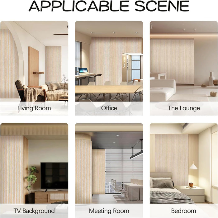 Decorative oak acoustic panels by Unisoar used in TV wall, meeting room, and bedroom decor
