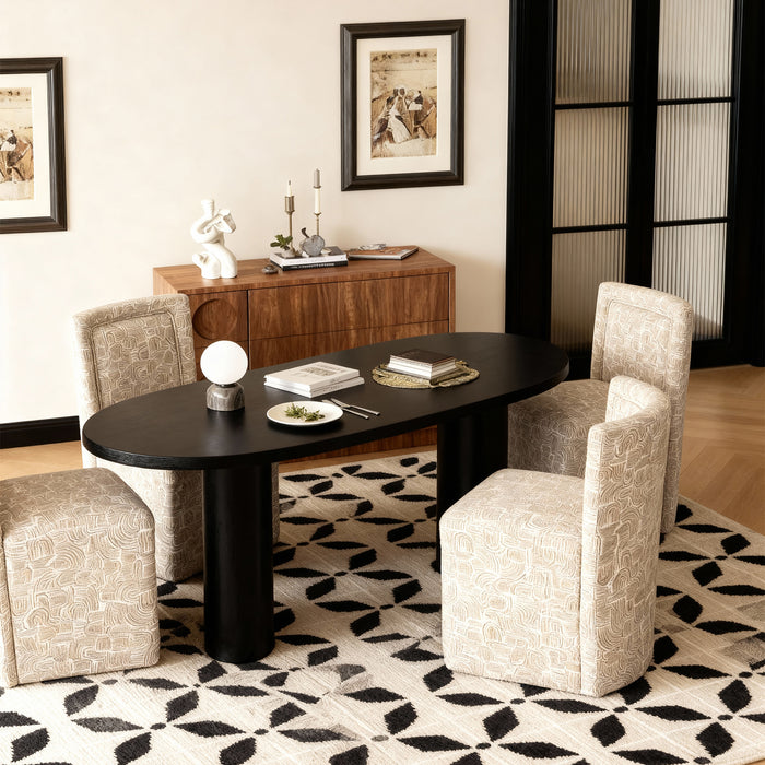 Modern Upholstered Dining Chair with Casters
