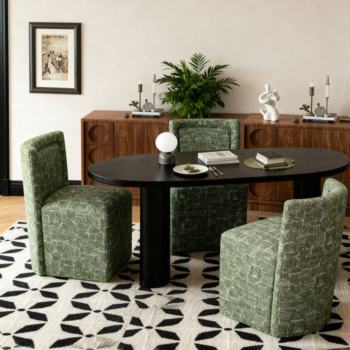 Modern Upholstered Dining Chair with Casters