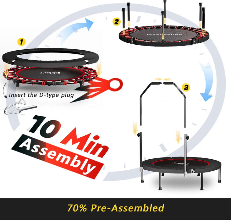 40" Quiet Bungee Rebounder for Adults, Foldable w/ Adj. U-Bar (350lbs)
