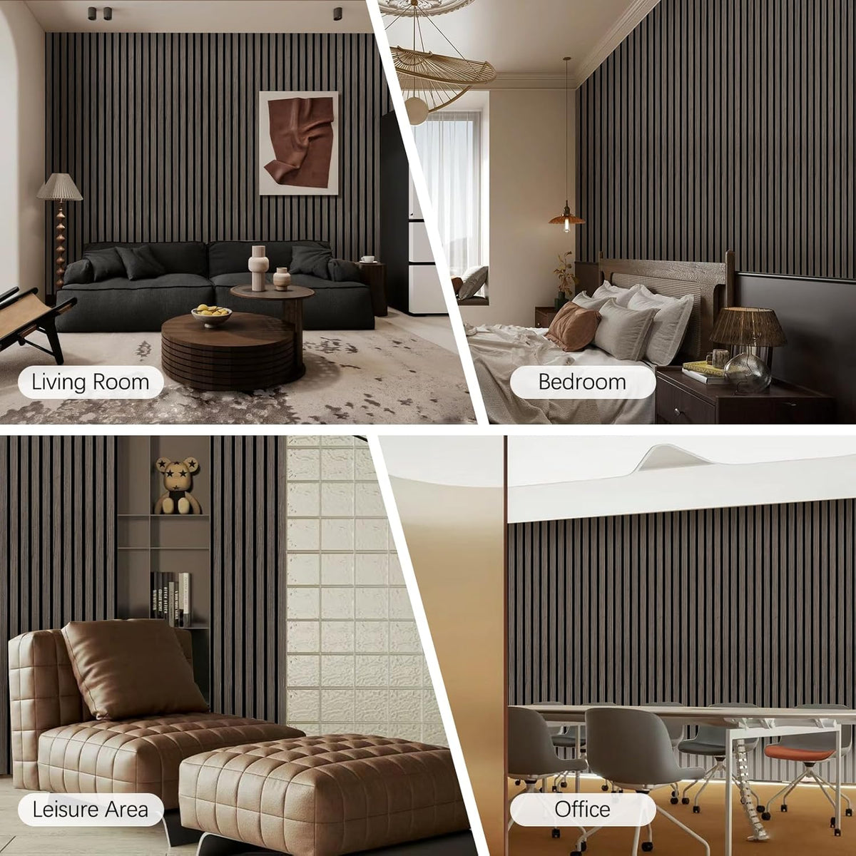Premium Smoked wood Acoustic Slat Wall Panels by Unisoar