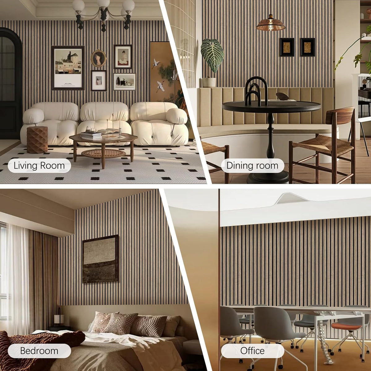Paneles acústicos de pared de listones de nogal premium de Unisoar