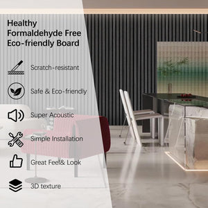 Decorative black acoustic panels by Unisoar with eco-friendly build and 3D scratch-resistant texture