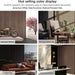 Collage of interior design scenes with furniture and decor elements, showcasing American White Oak, American Walnut, and Smoked Oak finishes.
