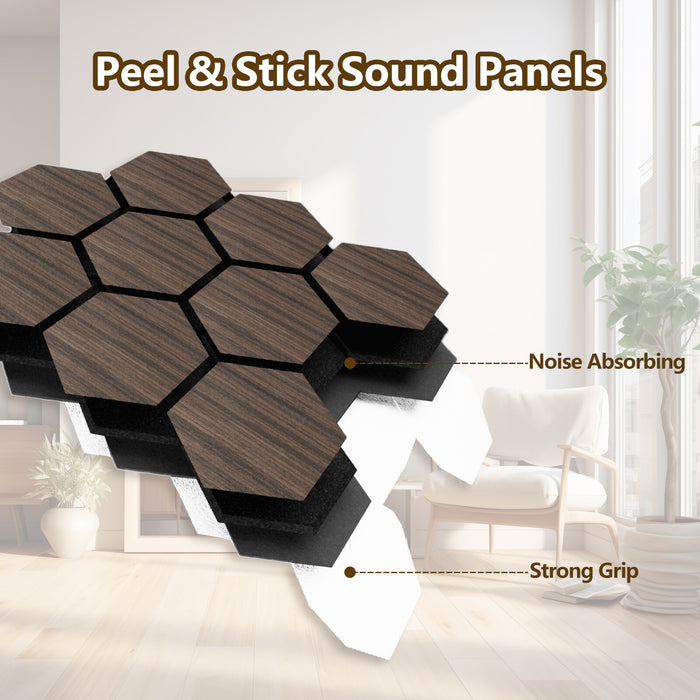 Lightweight Flexible Smoked Wood Veneer Acoustic Hexagon Honeycomb Wall Panels Unisoar