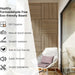 Wooden wall paneling with chair and decorative elements, featuring text on health and features.