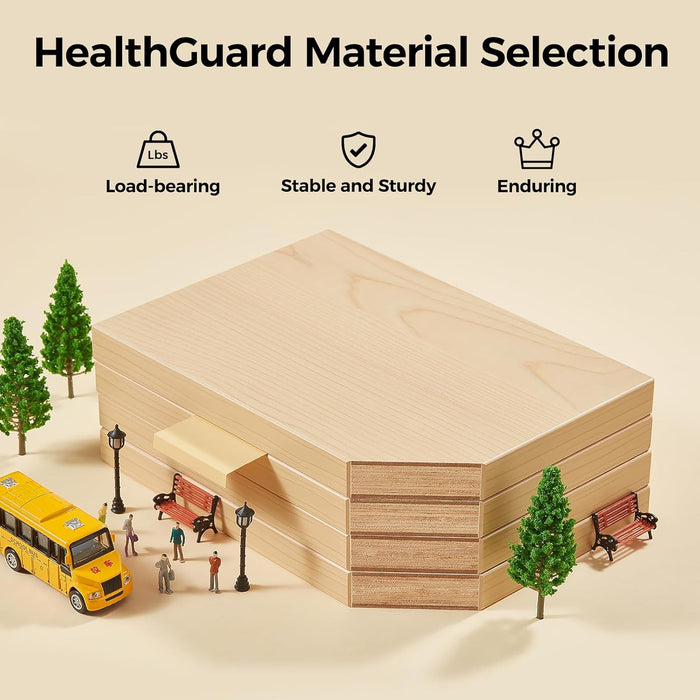 47" Kids Adjustable Height Desk, Solid Wood Tilt Table w/ Bookshelf