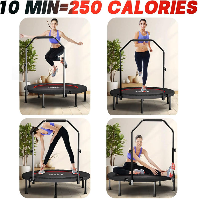 40" Quiet Bungee Rebounder for Adults, Foldable w/ Adj. U-Bar (350lbs)