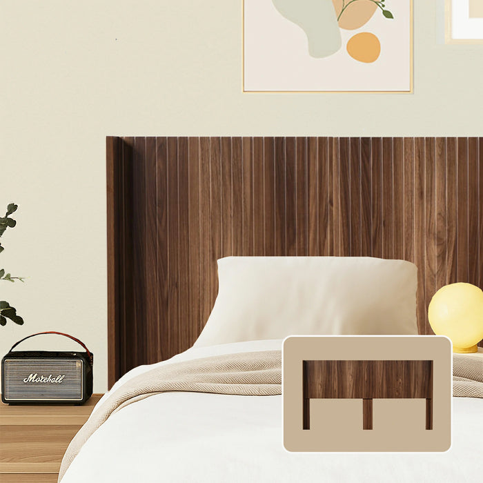 Fluted Wood Headboard Queen/King Size - Wall Mounted Boho Wingback