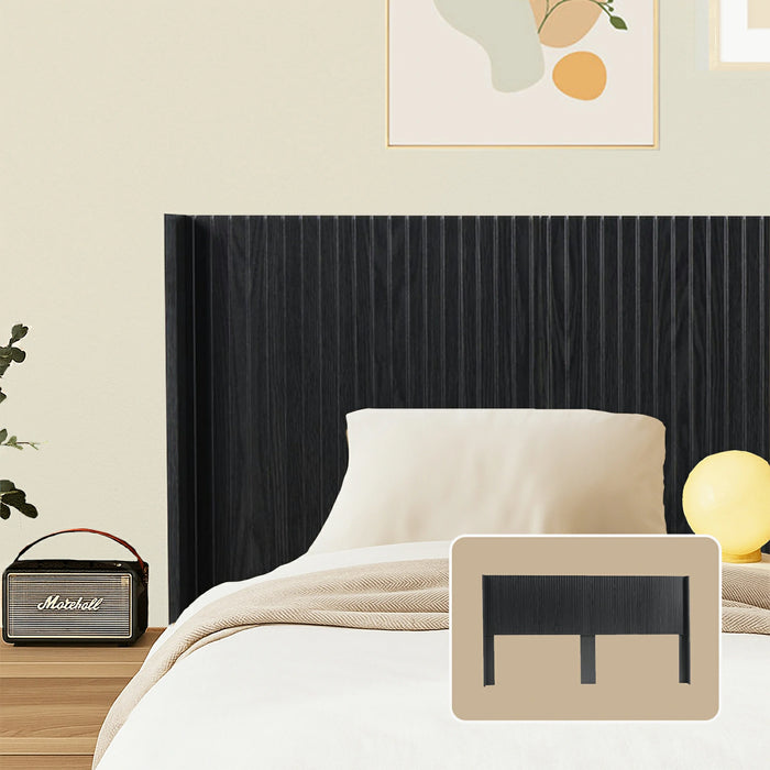 Fluted Wood Headboard Queen/King Size - Wall Mounted Boho Wingback