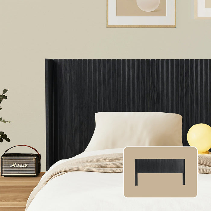 Fluted Wood Headboard Queen/King Size - Wall Mounted Boho Wingback