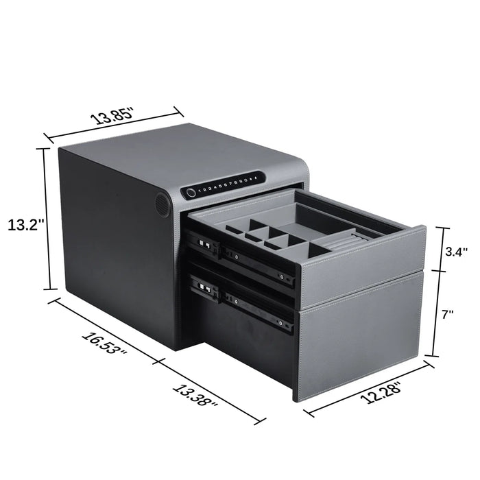 Biometric Fingerprint Jewelry Safe, Leather Finish