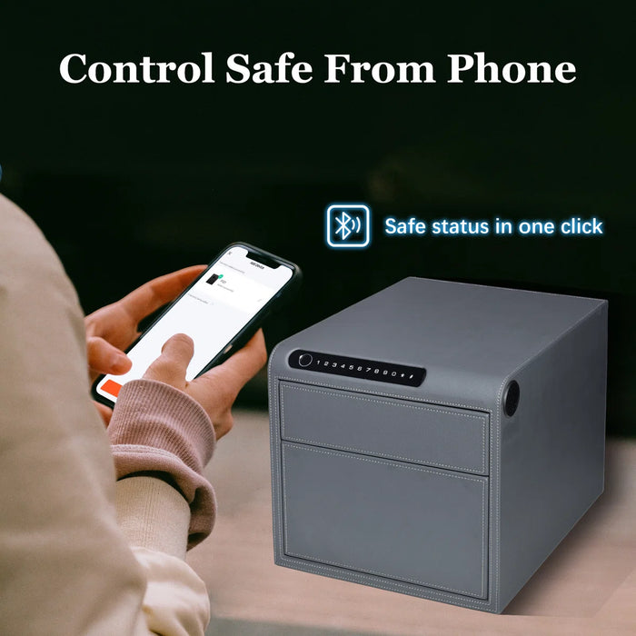 Biometric Fingerprint Jewelry Safe, Leather Finish