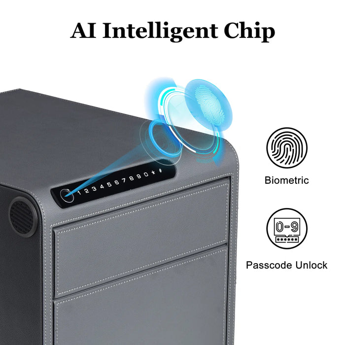 Biometric Fingerprint Jewelry Safe, Leather Finish