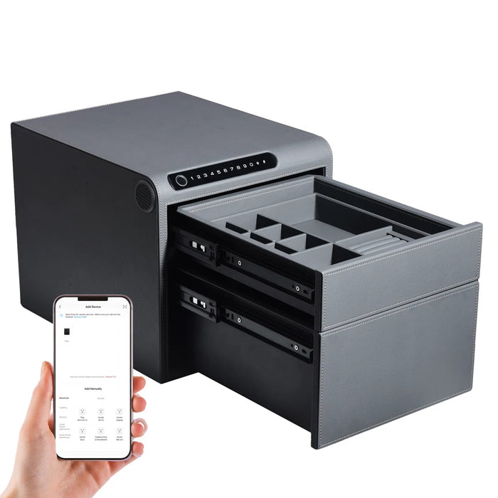 Biometric Fingerprint Jewelry Safe, Leather Finish